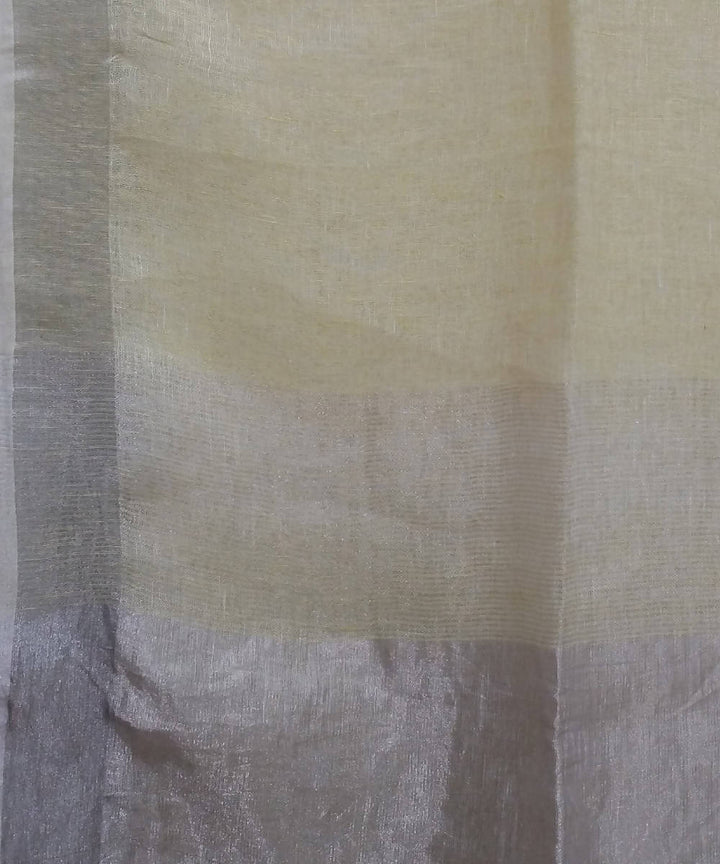 Light Yellow Handloom Linen Bengal Saree