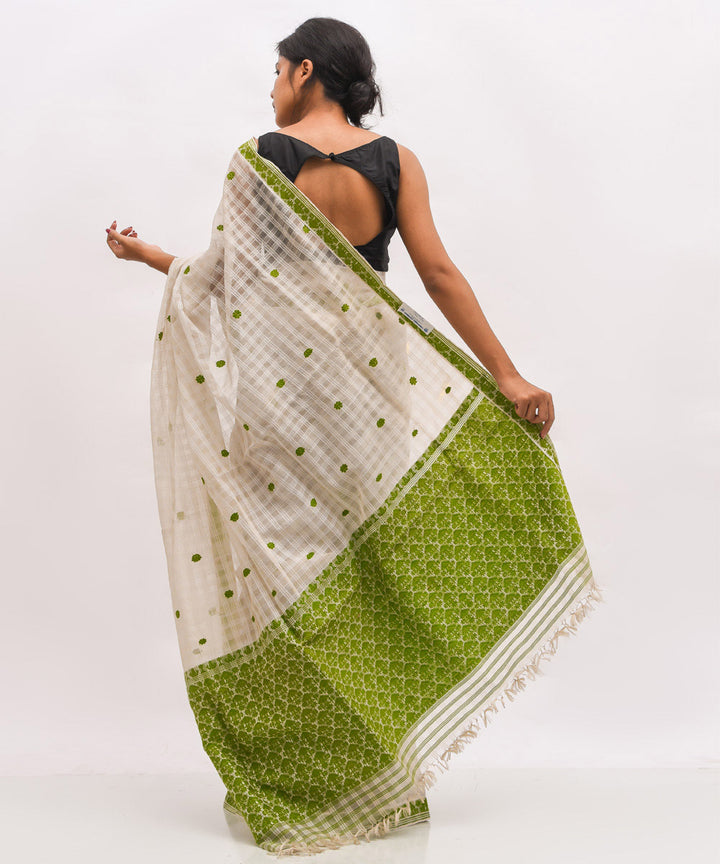 White mehendi silk handwoven assam saree