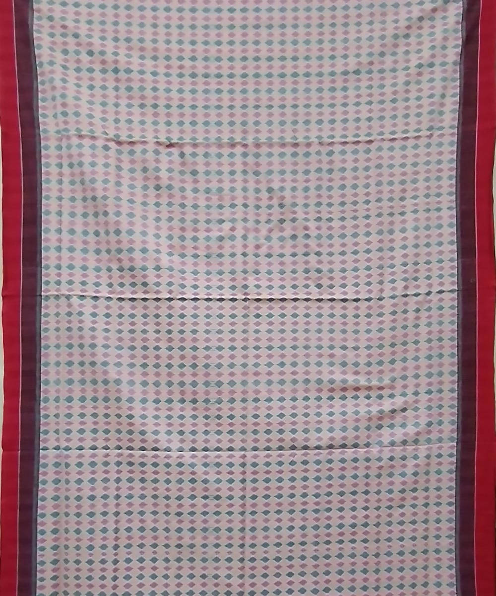 White red handwoven silk khandua saree