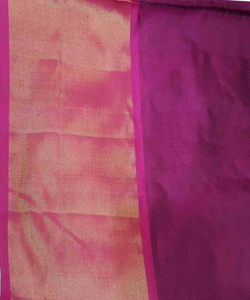 Green with pink purple handwoven ikkat silk pochampally saree