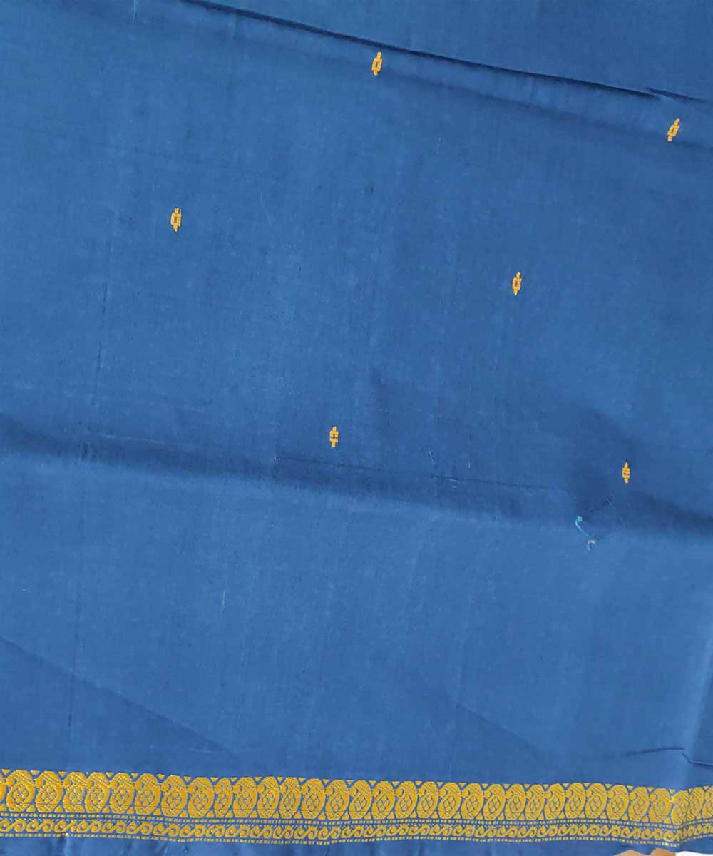 Bright navy blue handloom cotton venkatagiri saree