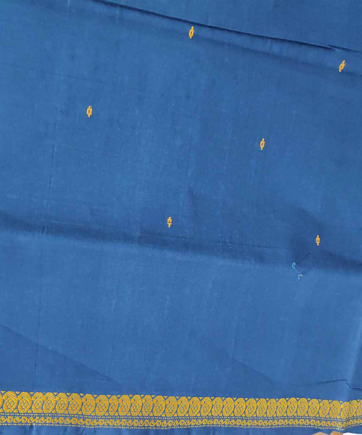 Bright navy blue handloom cotton venkatagiri saree