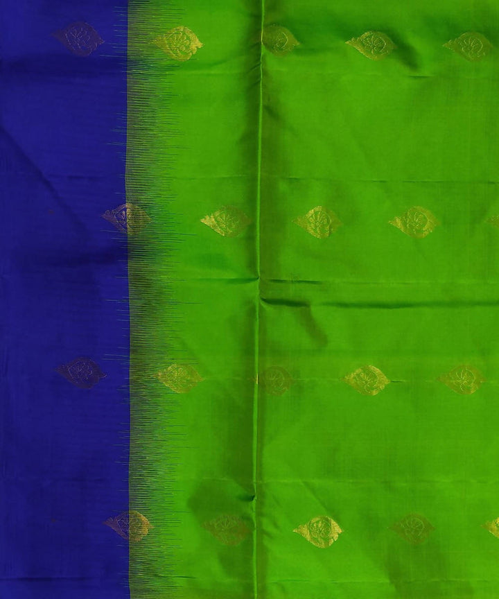 Light green and blue handloom soft silk saree