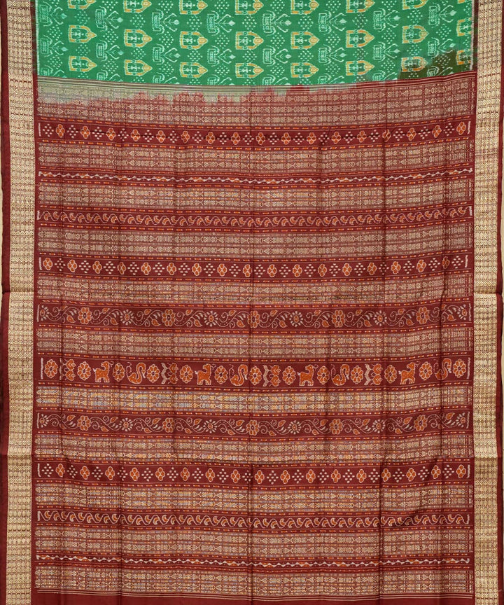 Green ikat silk handloom sambalpuri saree