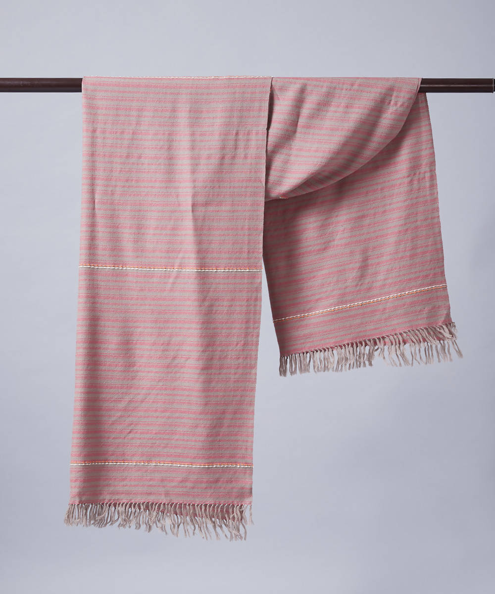 Beige pink handwoven panchachuli wool lambswool stole