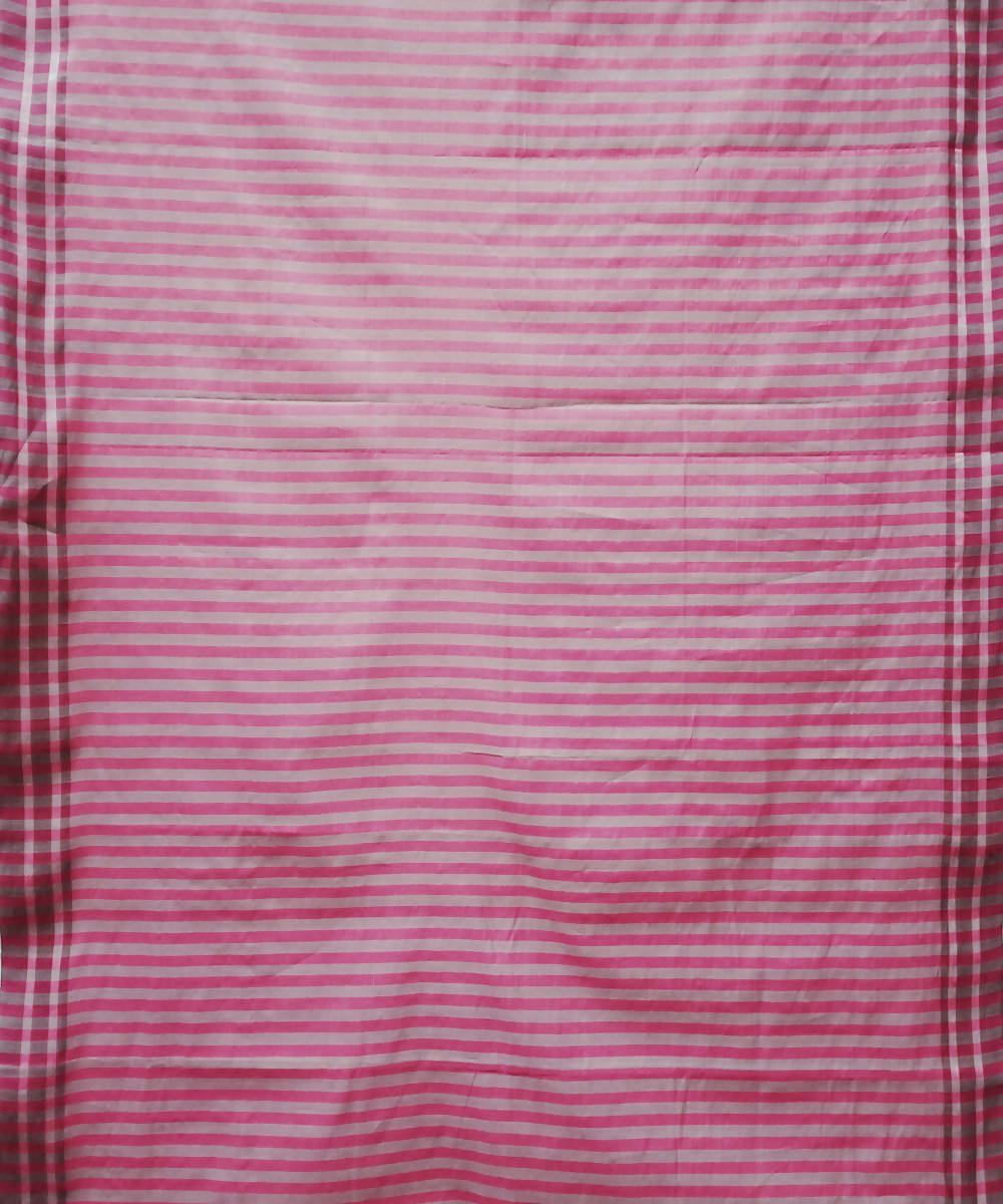 Pink grey handwoven extra weft cotton silk saree