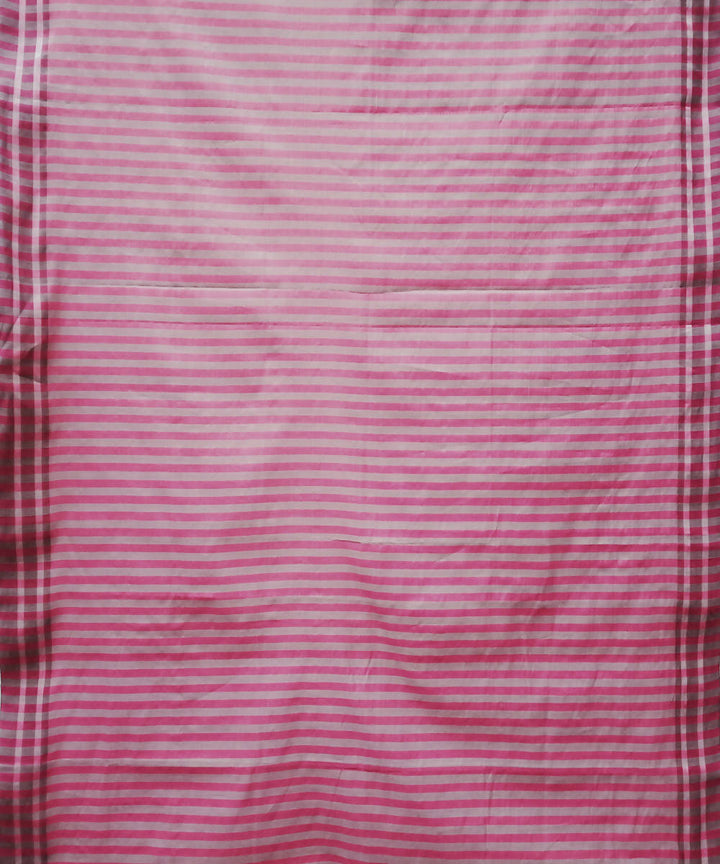 Pink grey handwoven extra weft cotton silk saree