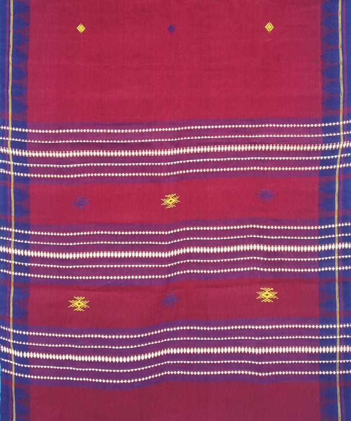 Maroon Blue Natural Dye Handloom Kotpad Cotton Stole