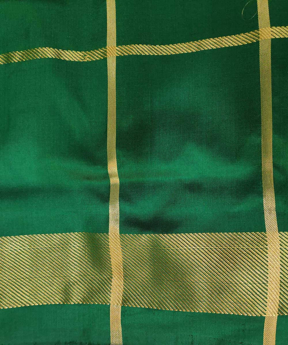 Green with red checks purple handwoven ikkat silk pochampally saree