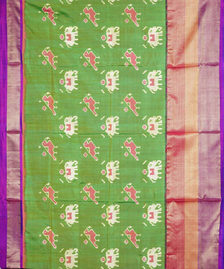 Mehendi green handloom ikkat silk pochampally saree