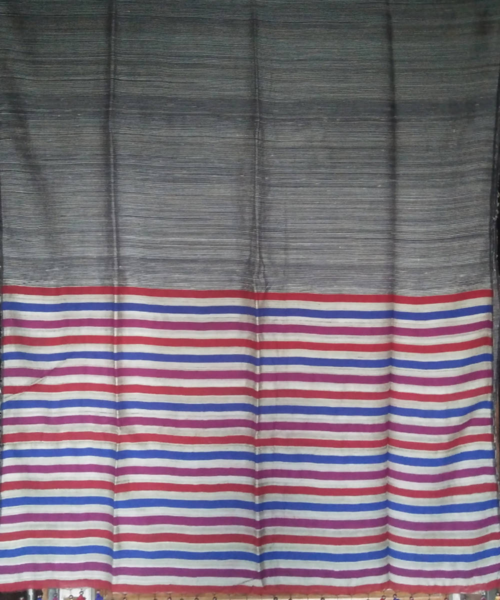 Dark grey handwoven bengal saree
