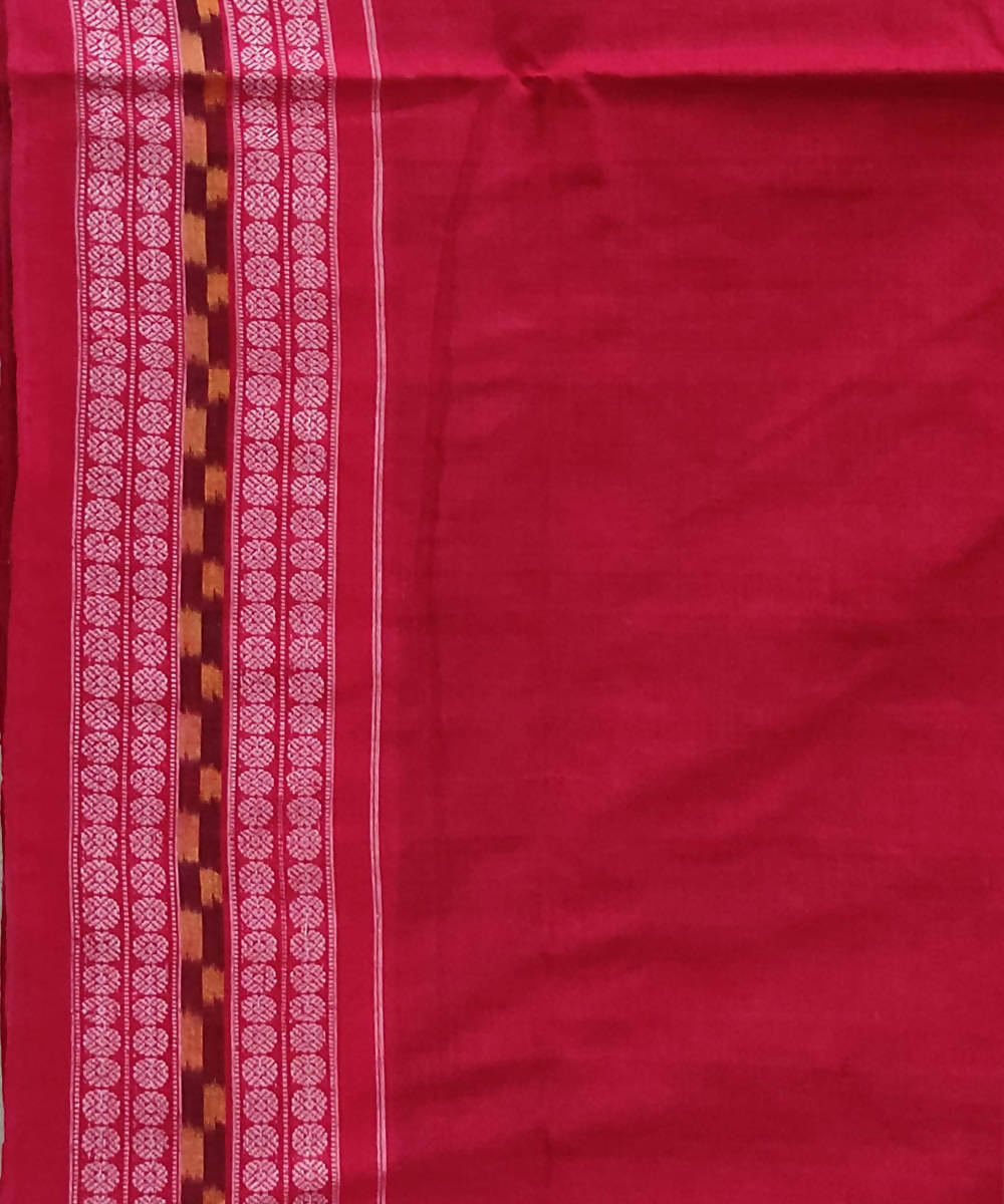 Navy blue maroon cotton handwoven sambalpuri saree