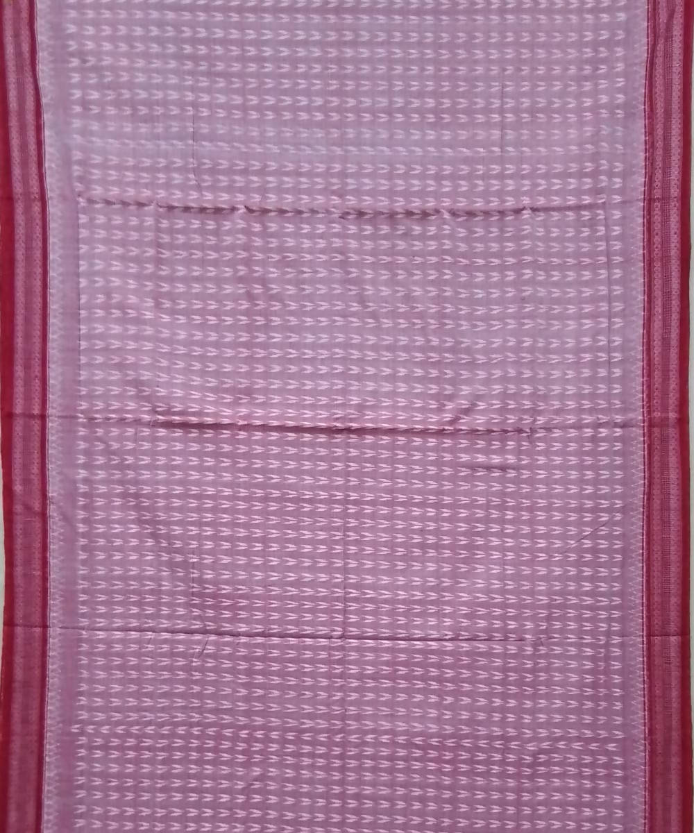 Light pink red handwoven cotton sambalpuri saree