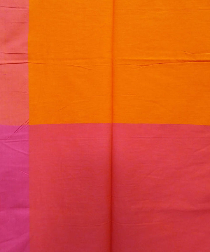 Orange Pink Handspun Handwoven Cotton Saree
