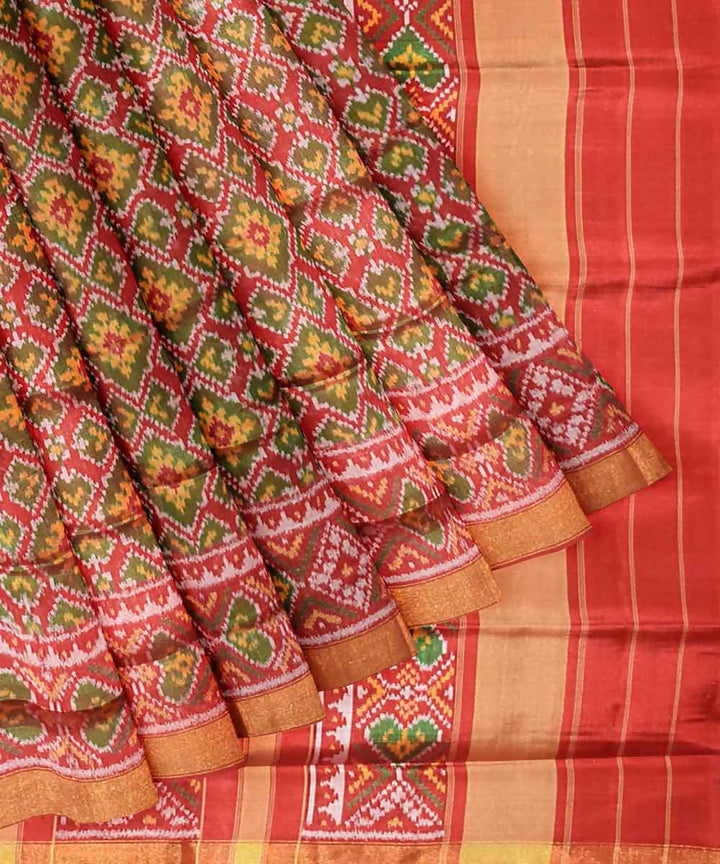 Red handwoven patola silk saree