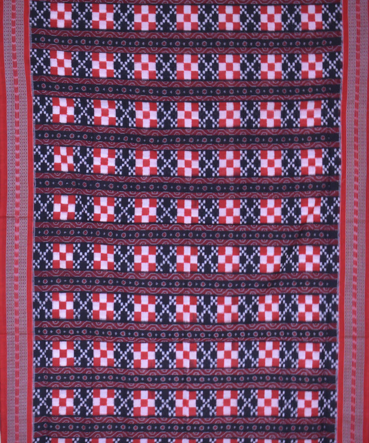 Black maroon handwoven cotton ikat sambalpuri saree