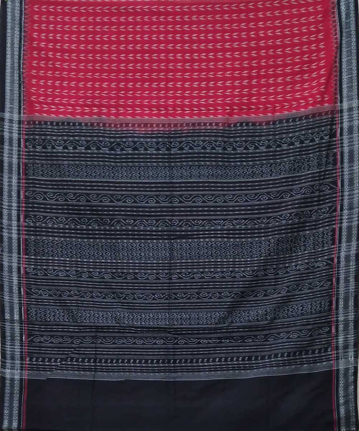 Red black handwoven sambalpuri ikat cotton saree