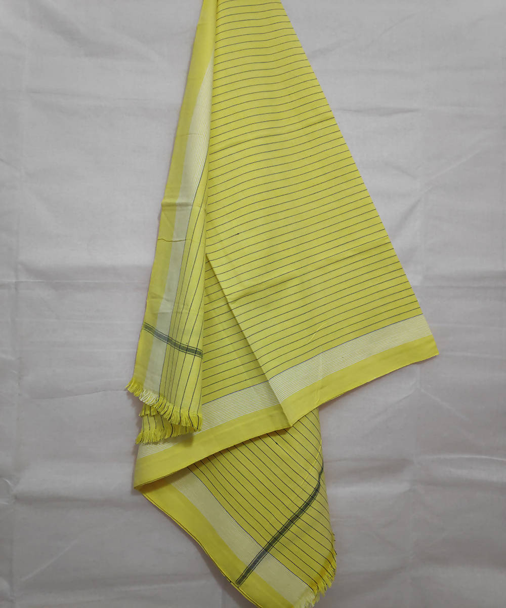 Yellow and green stripes handwoven cotton towel