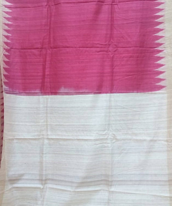 Pink cream handwoven gopalpur tussar silk saree