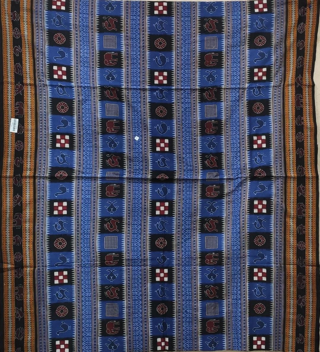 Black blue cotton handwoven sambalpuri saree