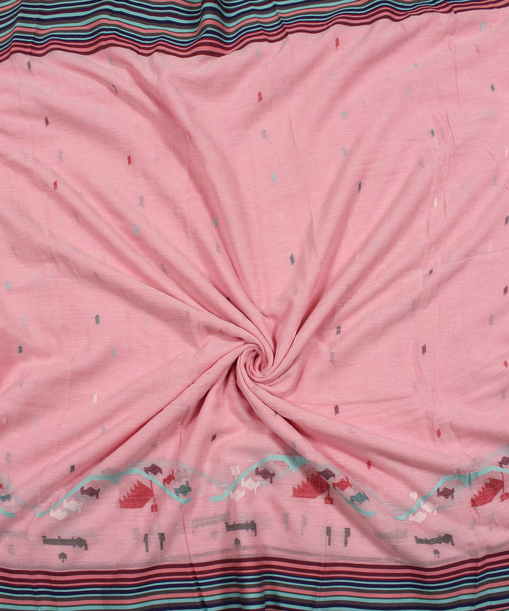 Light pink handloom bengal cotton jamdani fabric