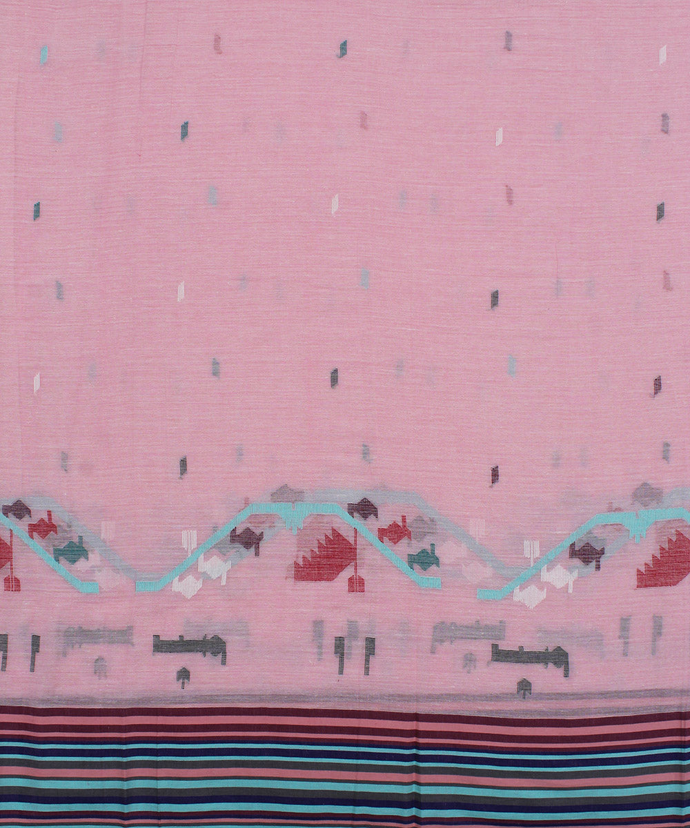 Light pink handloom bengal cotton jamdani fabric