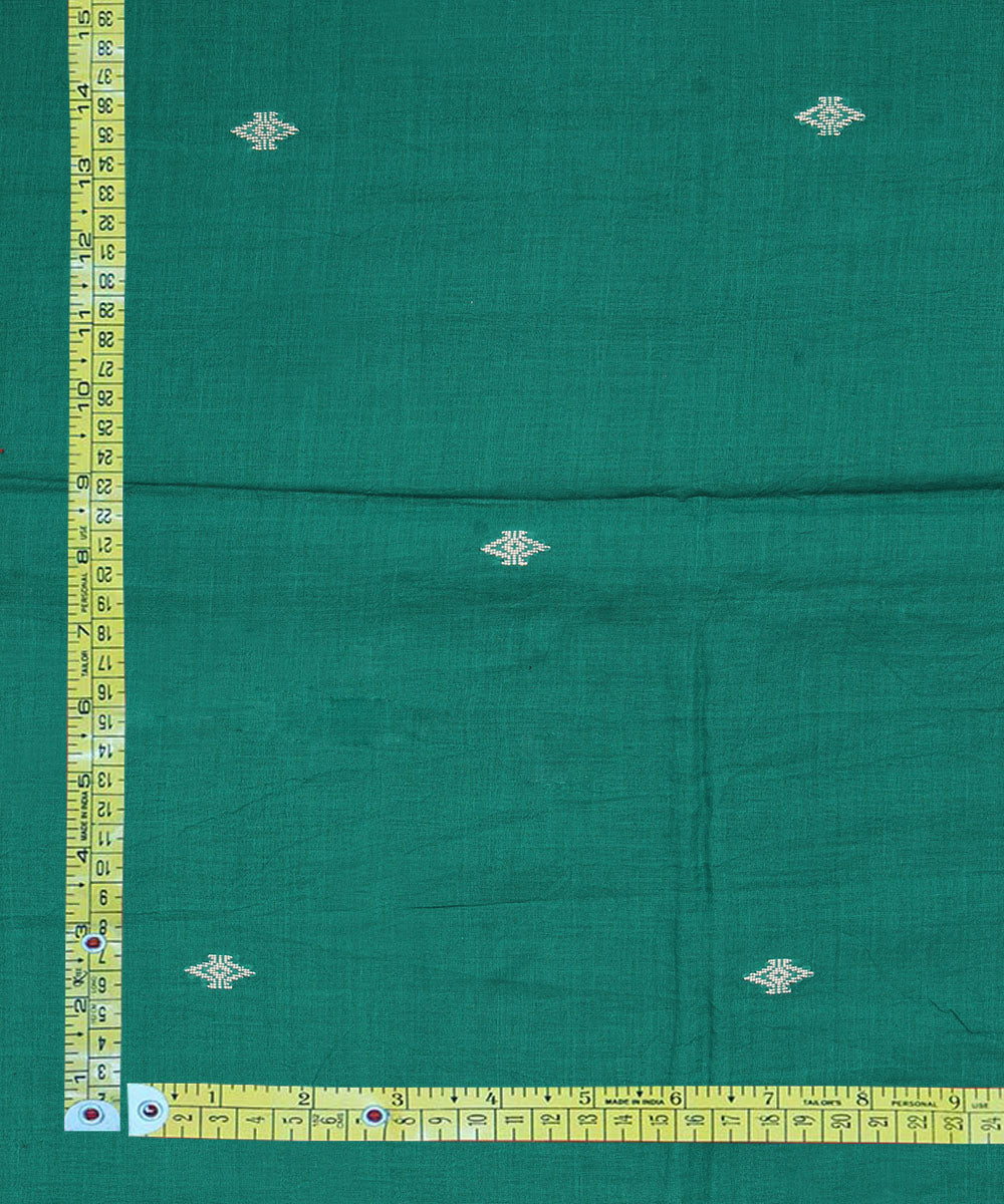 2.5m Dark green handwoven cotton jamdani fabric