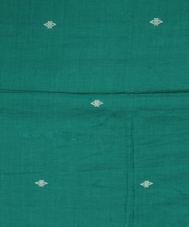 2.5m Dark green handwoven cotton jamdani fabric