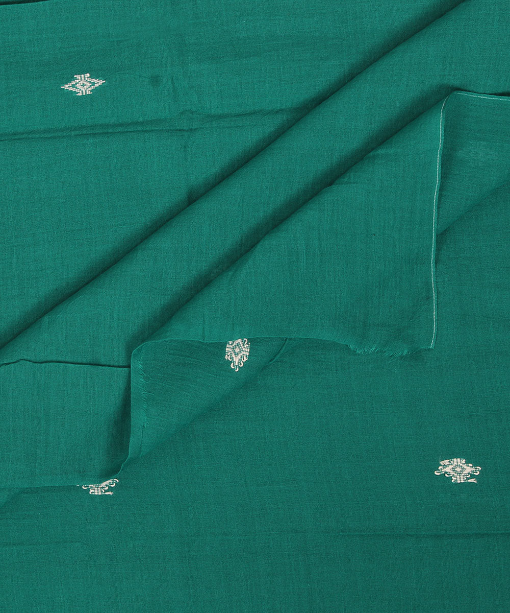 2.5m Dark green handwoven cotton jamdani fabric