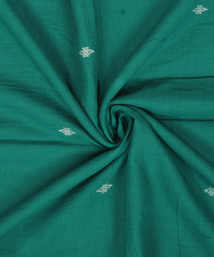 2.5m Dark green handwoven cotton jamdani fabric