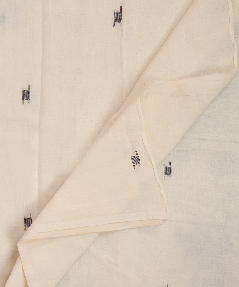 2.5m White handwoven cotton jamdani fabric