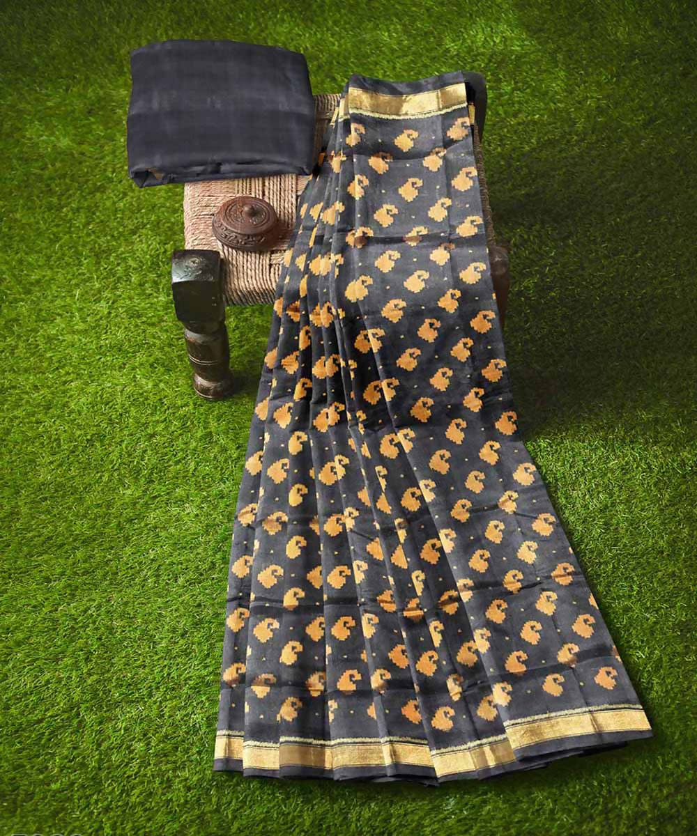 Black grey handloom patola silk saree