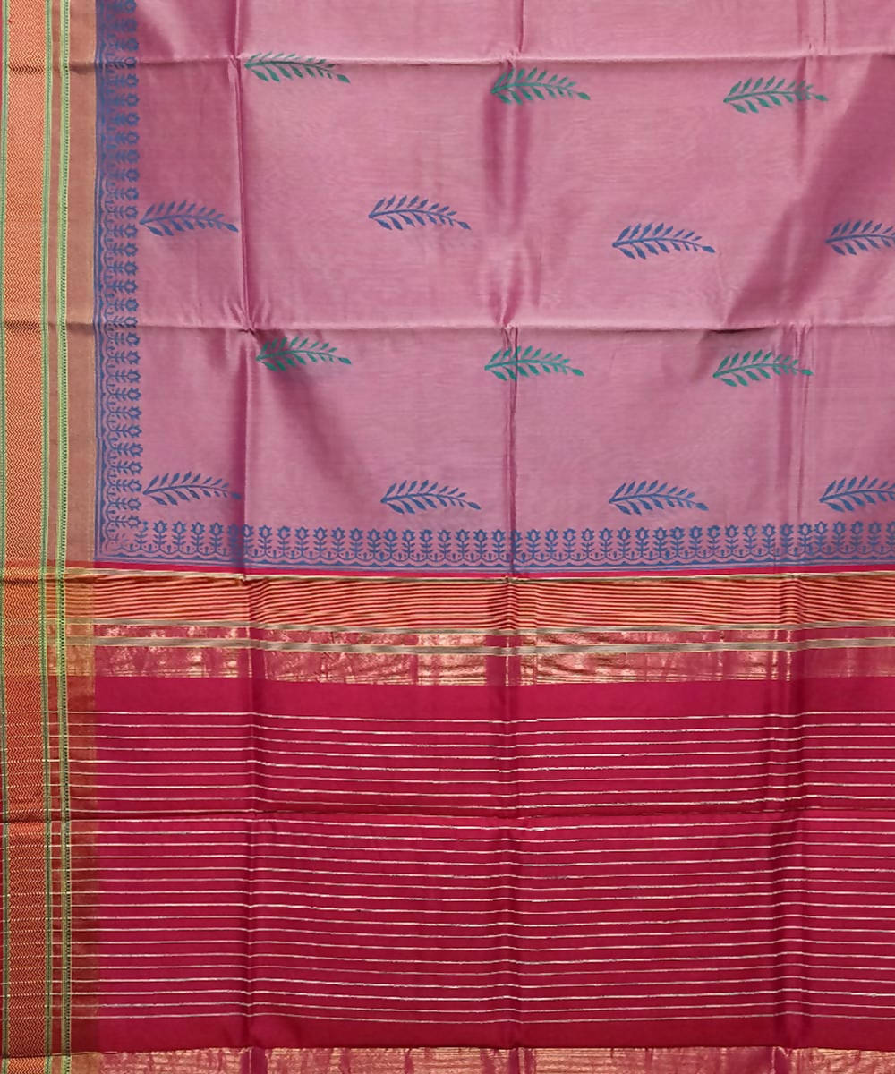 Charm pink handwoven cotton silk maheshwari saree