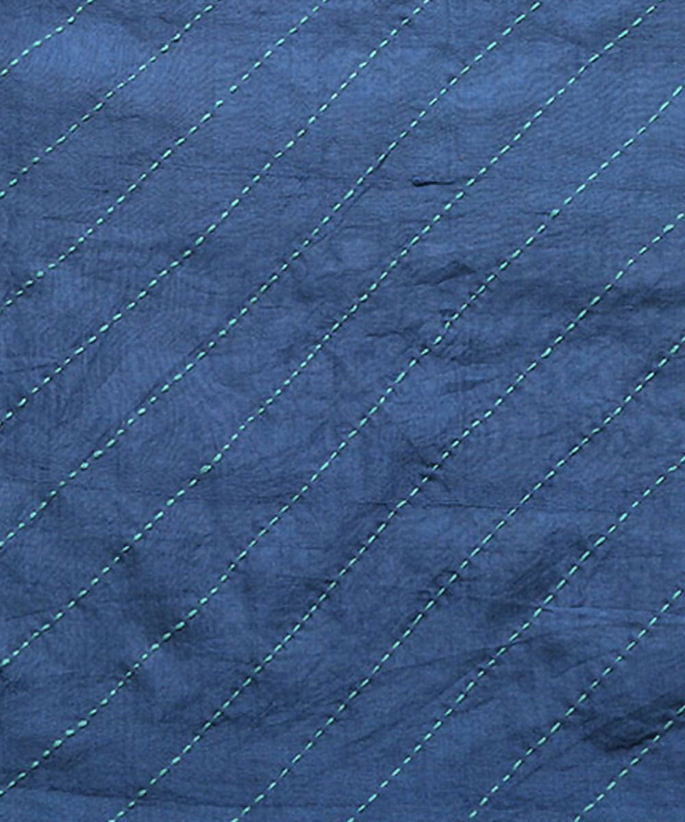Navy blue gray hand embroidery reversible silk stole