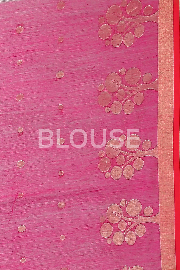 Pink bengal handloom extrawefts work saree