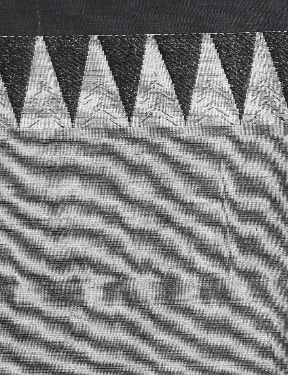 Grey black handspun handwoven cotton saree