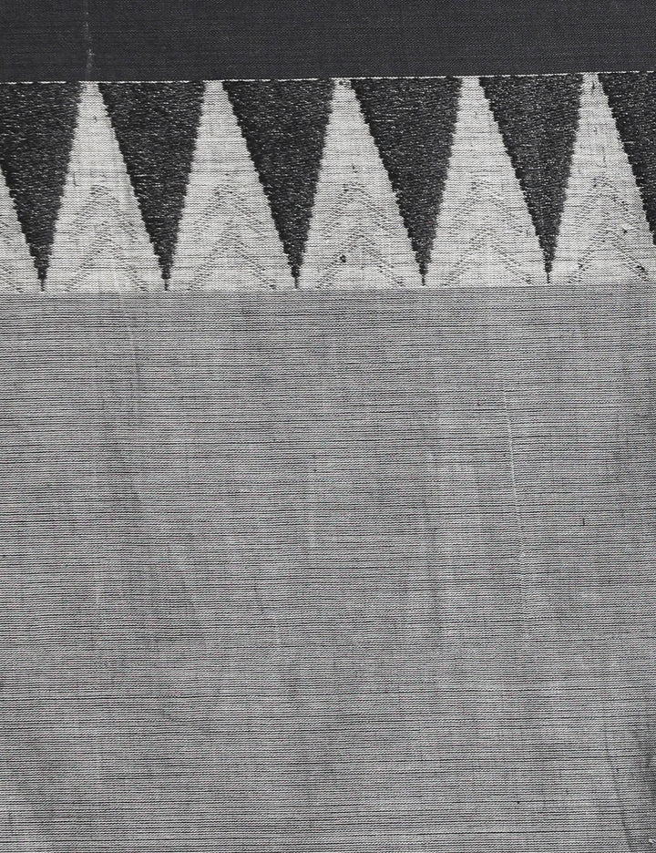 Grey black handspun handwoven cotton saree