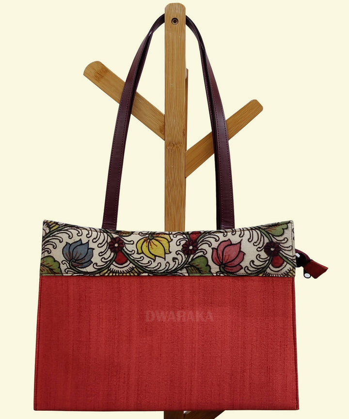 Orange hand painted kalamkari handbag