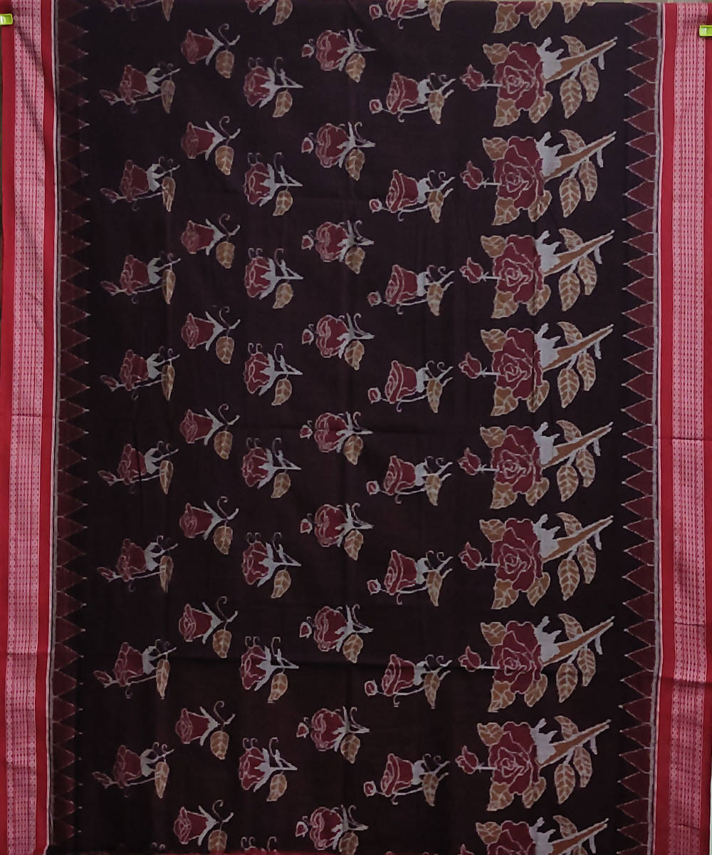 Maroon cotton handloom sambalpuri saree