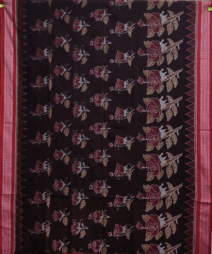 Maroon cotton handloom sambalpuri saree