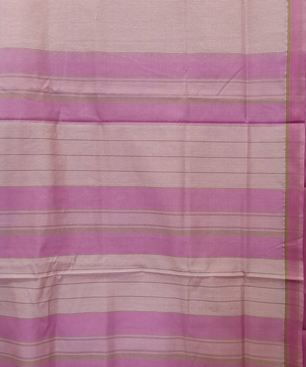 Maheshwari Light Pink Handloom Cotton Silk Saree