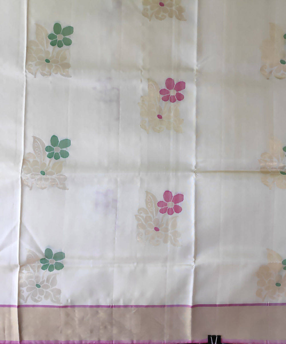 cream pink handwoven uppada silk saree