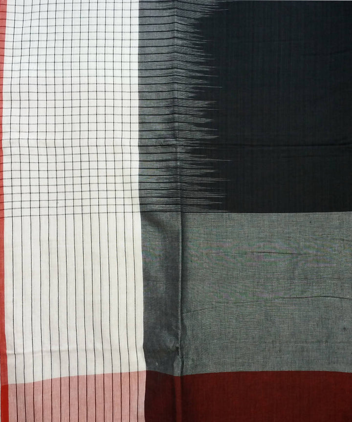 Black white Handspun Handwoven Cotton Saree