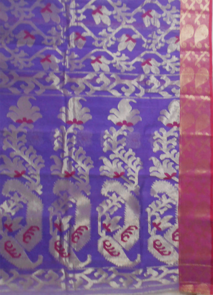 Bengal handloom lavender blue tangail cotton saree