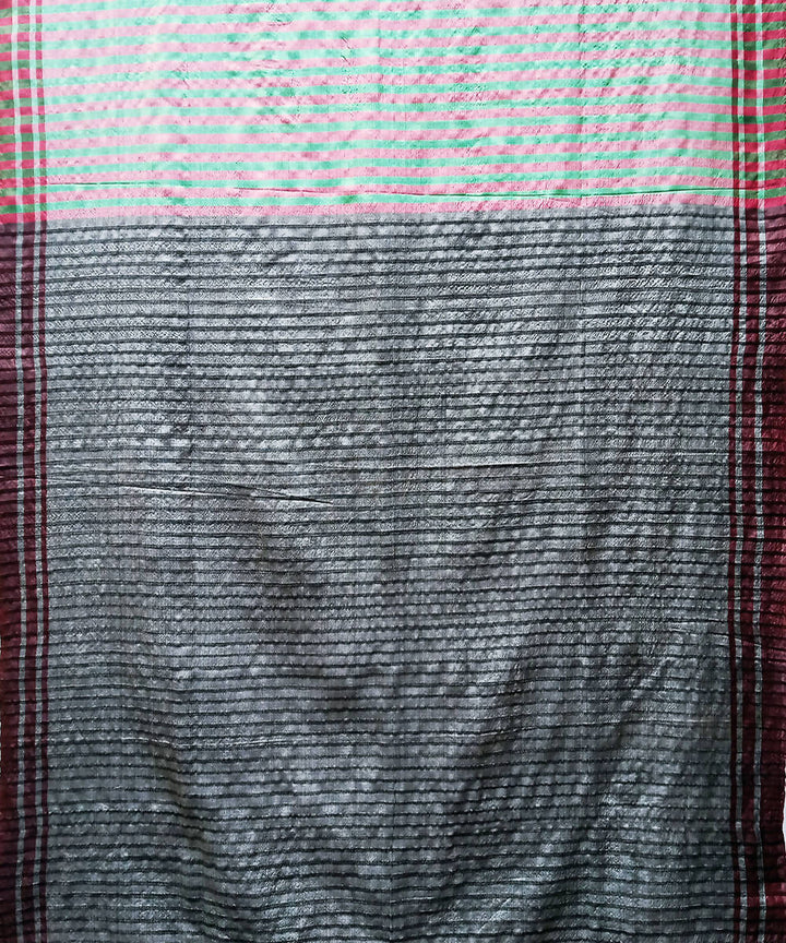 Pink green handwoven cotton silk saree