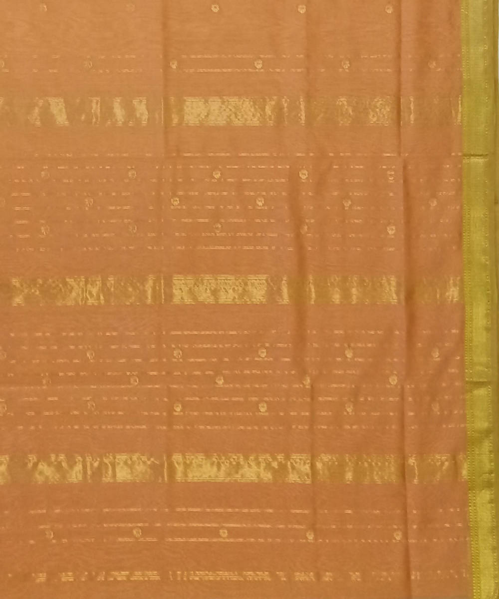 Maheshwari Handloom Light Orange Cotton Silk Saree