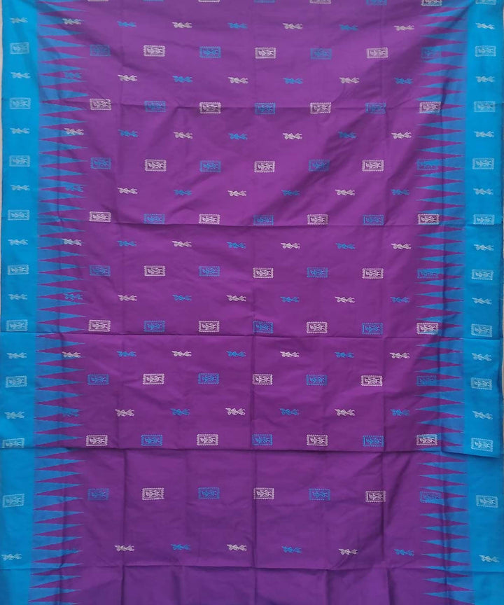 Dark orchid cobalt blue handwoven bomkai silk saree