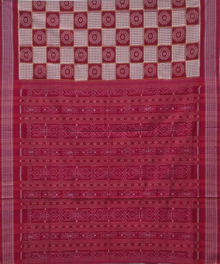 Alabama crimson almond handwoven sambalpuri ikat cotton saree