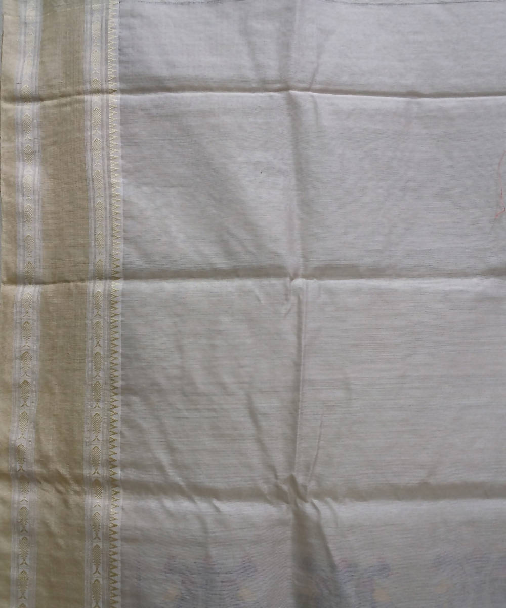 Natural beige handwoven tussar and matka silk bengal saree