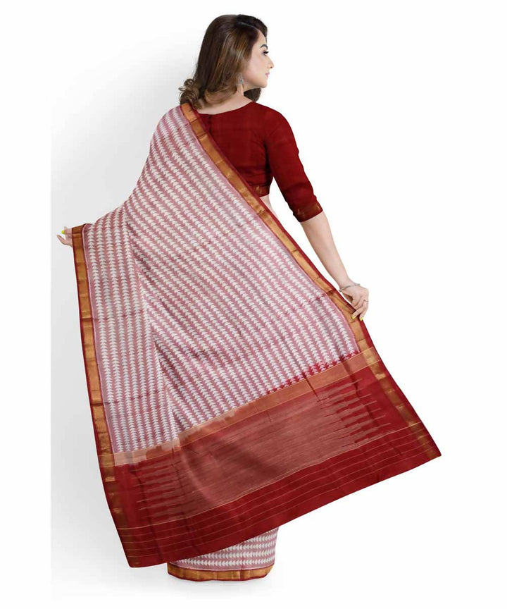 Red white handwoven patola silk saree